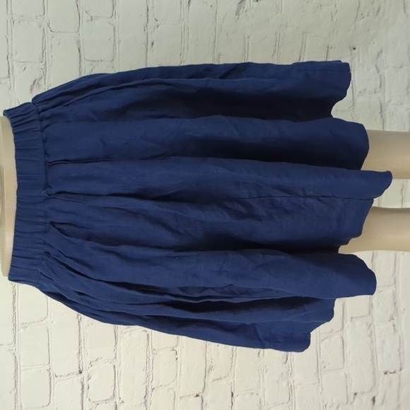 J. CREW J Crew Collection Midi Skirt Blue White Linen Block Stripe 00 - Picture 4 of 9